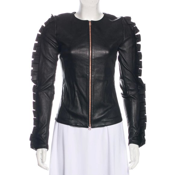 THOMAS WYLDE - THOMAS WYLDE トーマスワイルド レザー ライダース ジャケット XS Thomas Wylde - NWT 2PC Long Sleeve Black Leather Jacket